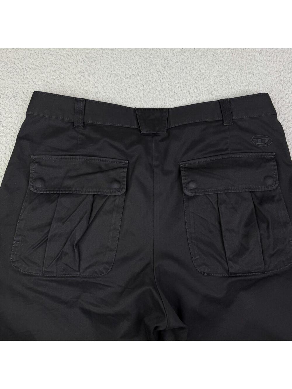 DIESEL P-ARGY Black Cargo Shorts Men's 36x10 100% Cotton High Rise